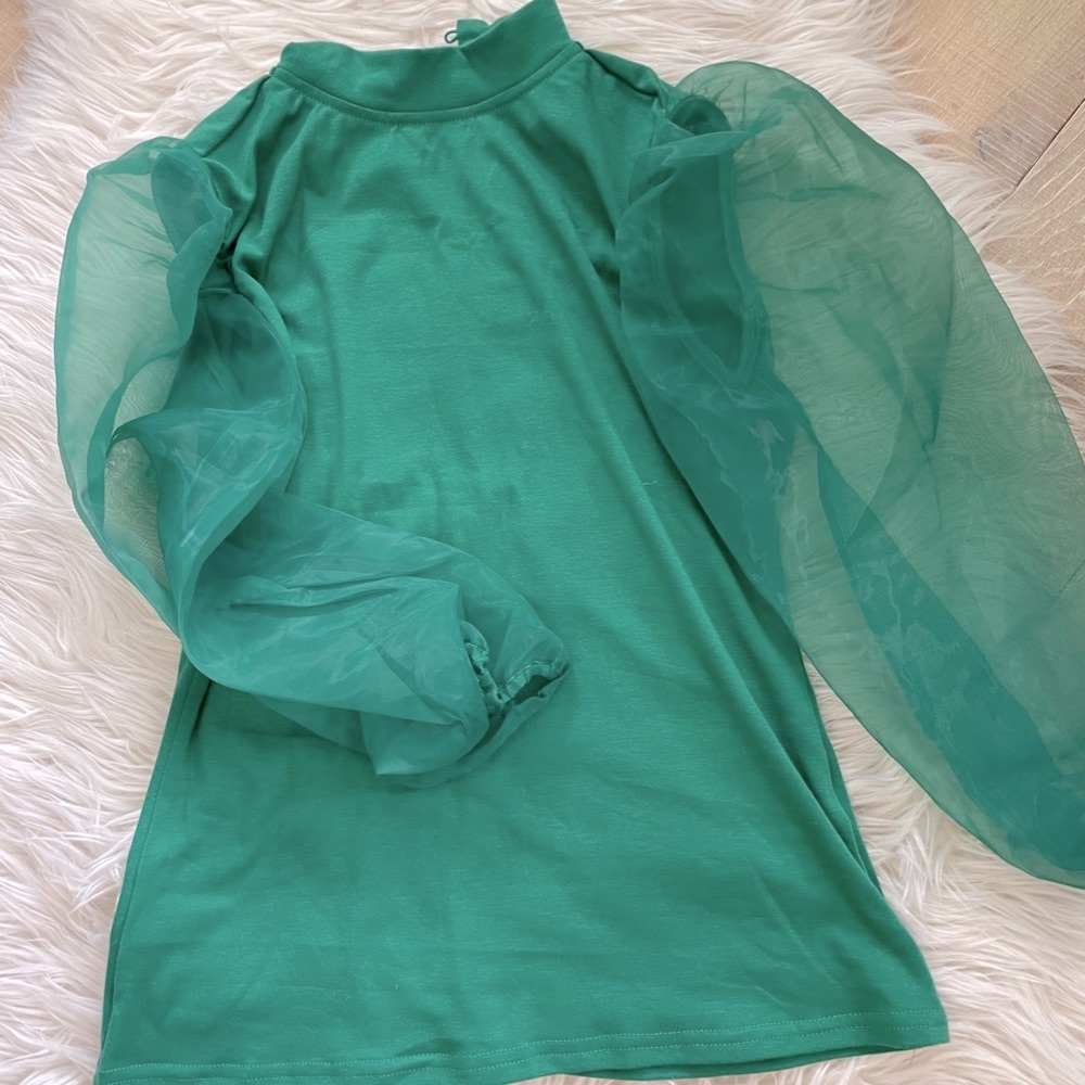 NY & Company Green Puff Sleeve Blouse NWT  - XS